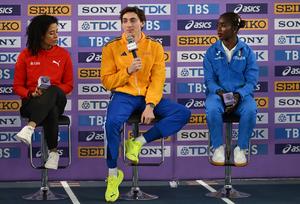 CHINA-NANJING-ATLETISMO-CAMPEONATO MUNDIAL DE ATLETISMO EN PISTA CUBIERTA-CONFERENCIA DE PRENSA
