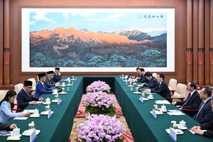 CHINA-BEIJING-HAN ZHENG-MINISTRO DE RELACIONES EXTERIORES DE INDONESIA-REUNION